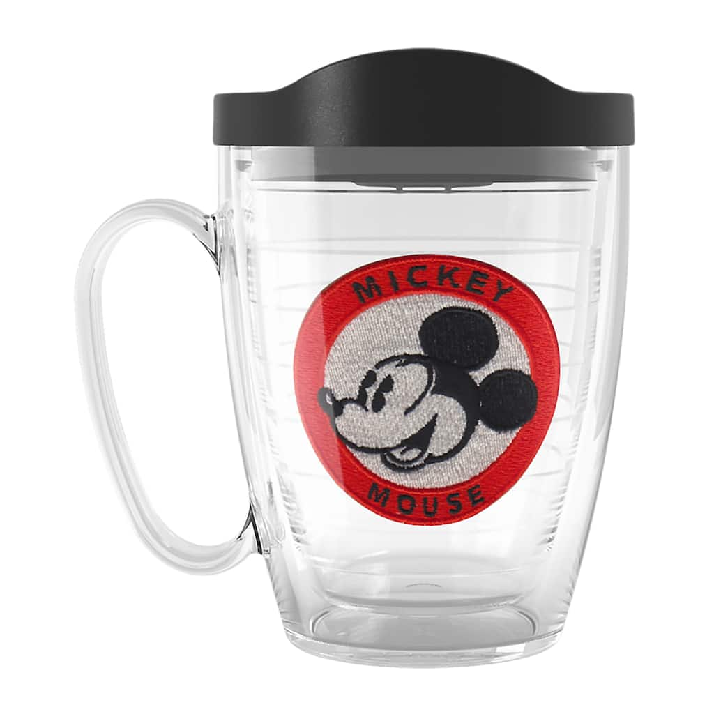 Tervis Disney Foundation Collection Mickey Mouse Badge Made in USA Double Walled Insulated Travel Tumbler, Classic - 16oz Mug