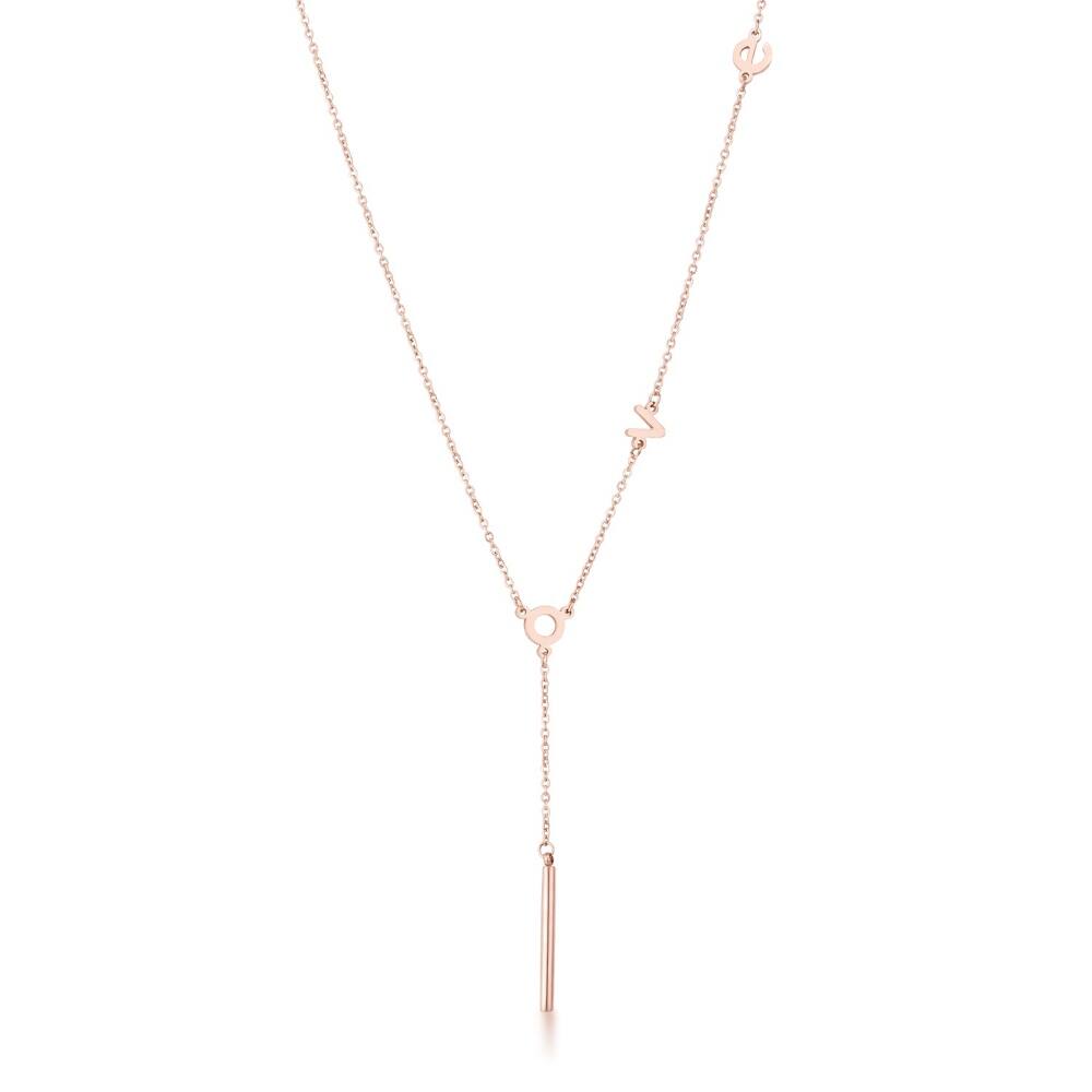 Stainless Steel Rose Goldtone Love Necklace - Rose Gold - 18 inch