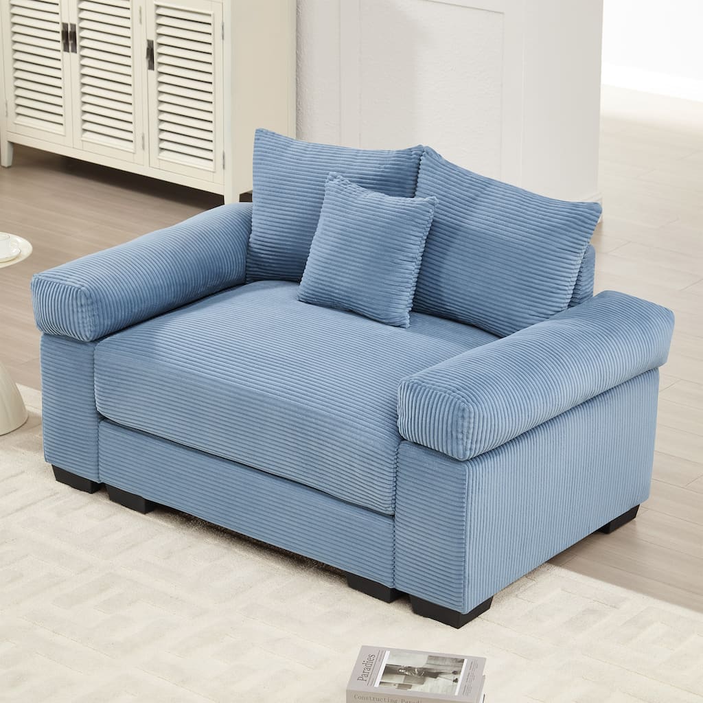 54.3" Ergonomic Design Oversized Cloud Corduroy Accent Sofa Chair with Extra-Thick Armrests