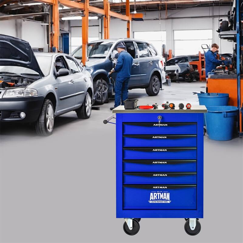 6 Drawers Multifunctional Tool Cart w/Wheels,Metal Rolling Tool Cart