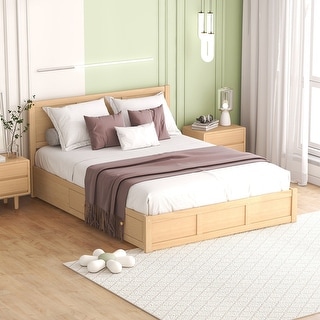 Full Size Wood Platform Bed with Underneath Storage and 2 Drawers