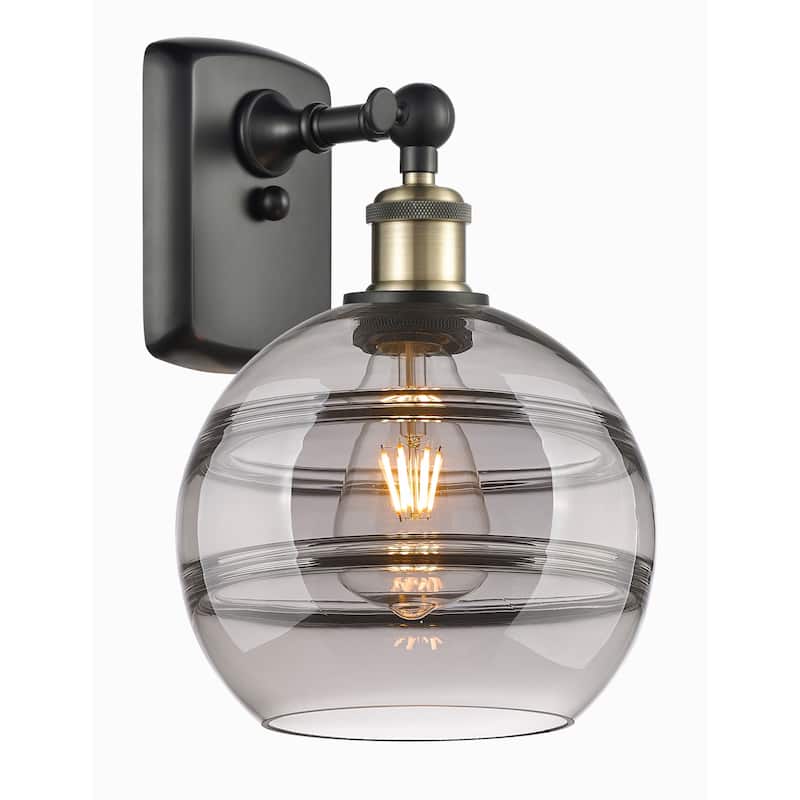 Innovations Lighting 516-1W-11-8 Rochester Sconce Rochester 11" Tall - Black Antique Brass / Light Smoke