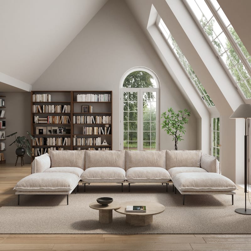 Living Room Furniture Velvet Sectional Sofa U-shaped Modular Sofa Deep Seat Upholstered Cloud Couch