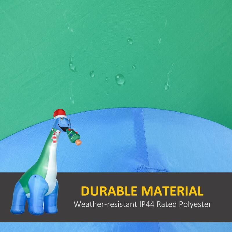 HOMCOM 11FT Long Christmas Inflatable Dinosaur with Christmas Tree in Mouth, Blow-Up Outdoor LED Yard, Waterproof