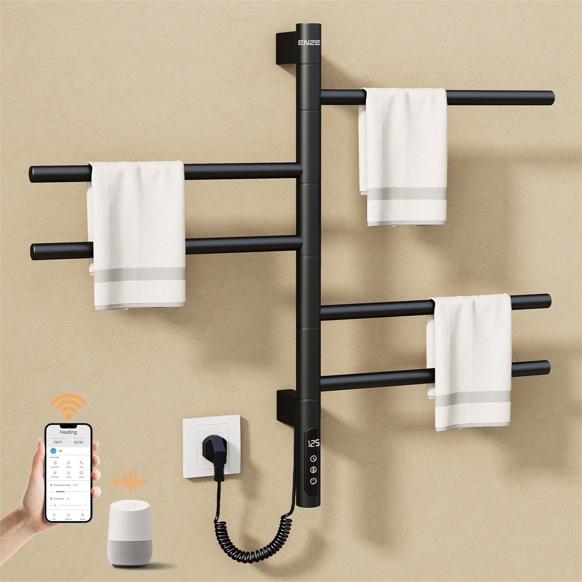 Smart Rotating Heated Towel Rack for Bathroom,Towel Warmer