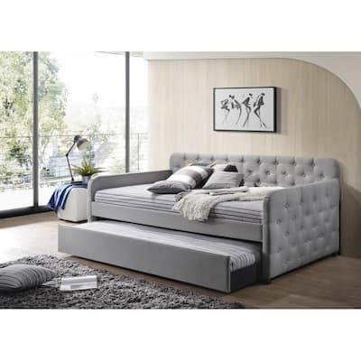Uma Twin-size Upholstered Tufted Daybed with Twin Trundle