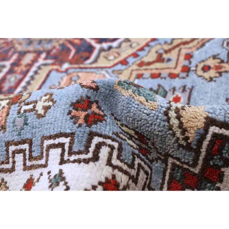 ECARPETGALLERY Hand-knotted Serapi Heritage Light Blue Wool Rug - 7'9 x 9'11