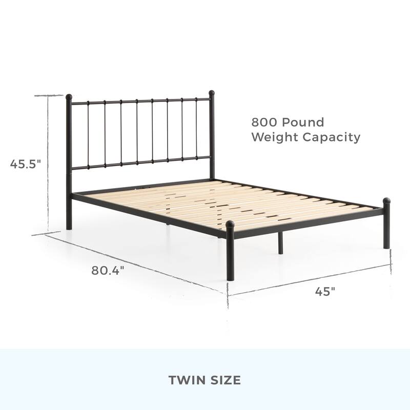 Brookside Phoebe Metal Platform Bed with Vertical Bar Metal Headboard and Round Accents