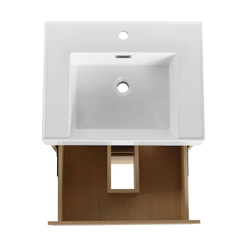 24 in. W x 18 in. D x 35 in. H Single Sink Freestanding Bath Vanity with White Resin Top