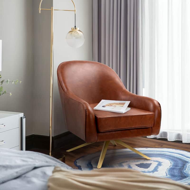 28.4'' W Faux Leather Swivel Accent Sofa Armchair