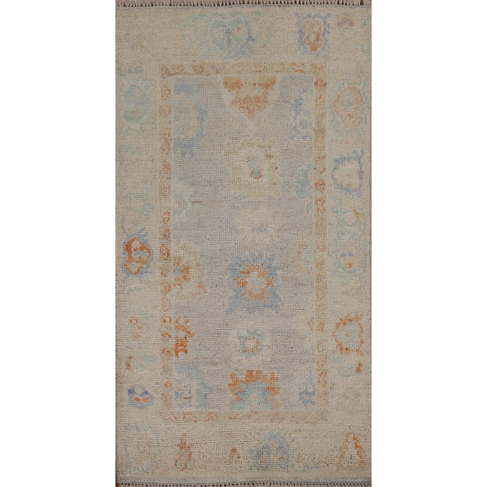 Geometric Traditional Oushak Turkish Oriental Wool Rug Hand-knotted - 2'0" x 4'0"