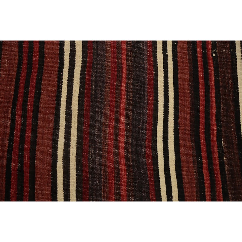 Hand Woven Oriental 100% Wool Carpet Southwestern Geometric Red Kilim Area Rug - 11' 5'' X 5' 1''