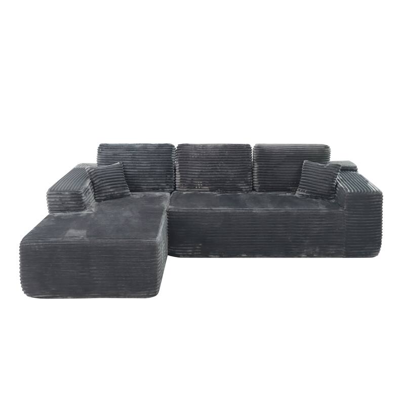 105" Corduroy Sectional Sofa with Chaise, Modern L-Shaped Modular Couch with Deep Seats, Plush Upholstered Living Room Sofa