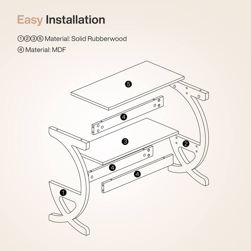 Modern 2-Tier Wood End Table with Curved Crossed Legs