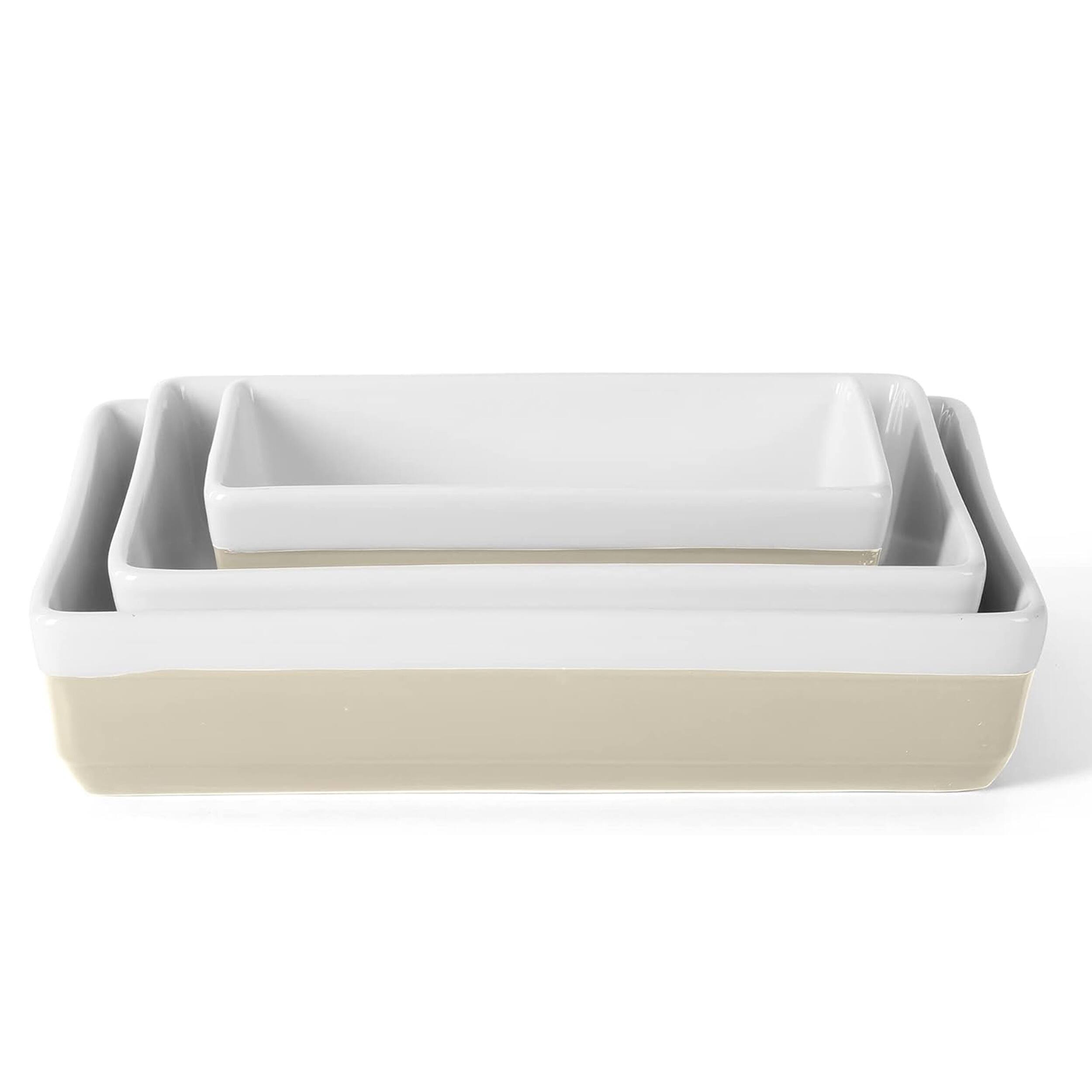 Martha Stewart 3 Piece Rectangular Stoneware Nesting Bakeware Set in