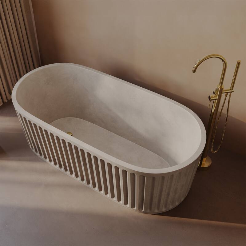 Delice 67" FreestandingConcreteBathtub In Sand, Drain Included