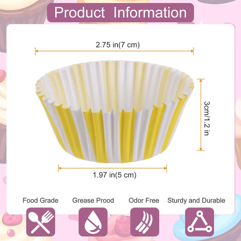 100 Count Cupcake Liners Cupcake Muffins Liners Paper Baking Cups - Yellow