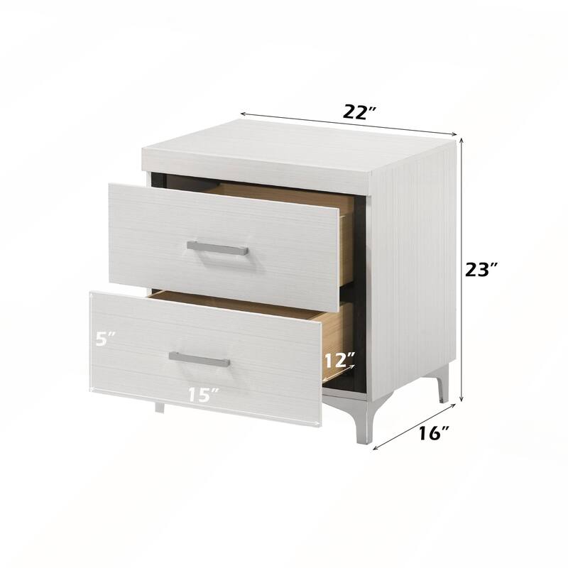 White Finish Nightstand with Dovetail Drawers and Metal Glides for Enhanced Durability and Storage