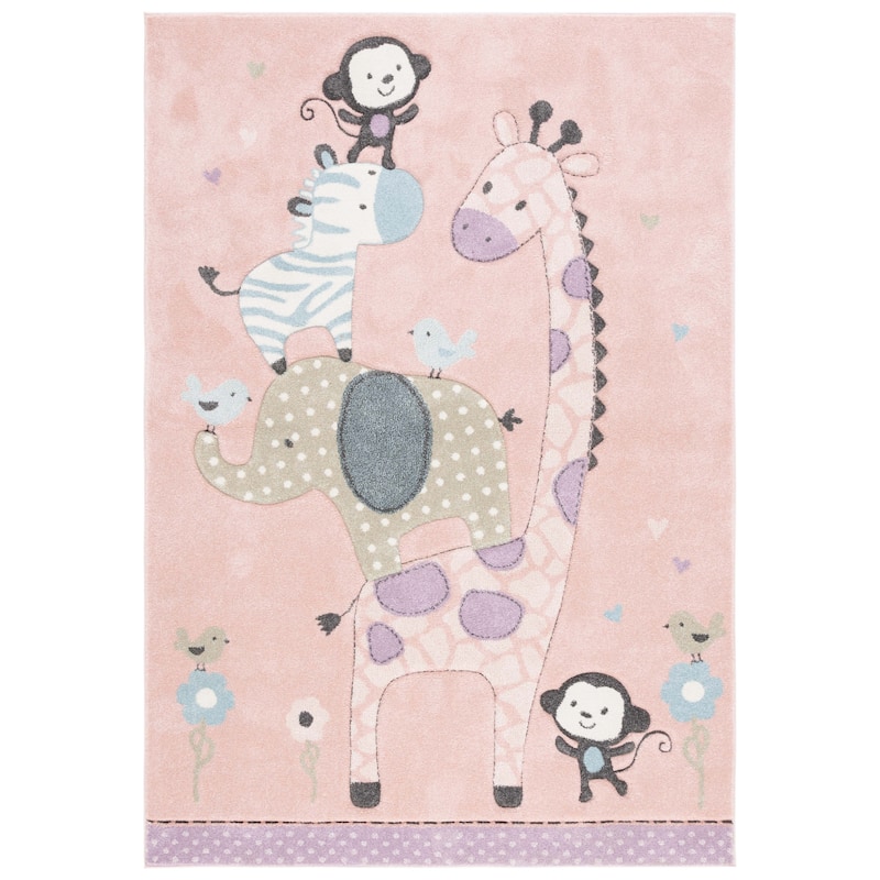 SAFAVIEH Carousel Kids Miharu Animal Rug - 3'3" x 5'3" - Blush Pink