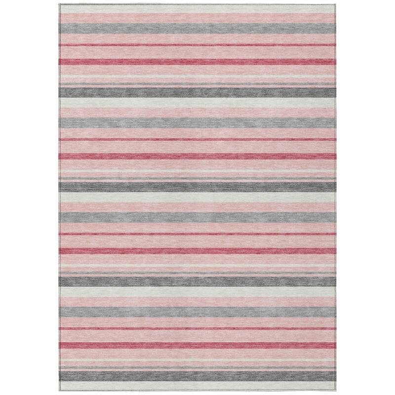 Machine Washable Indoor/ Outdoor Chantille Contemporary Stripes Rug