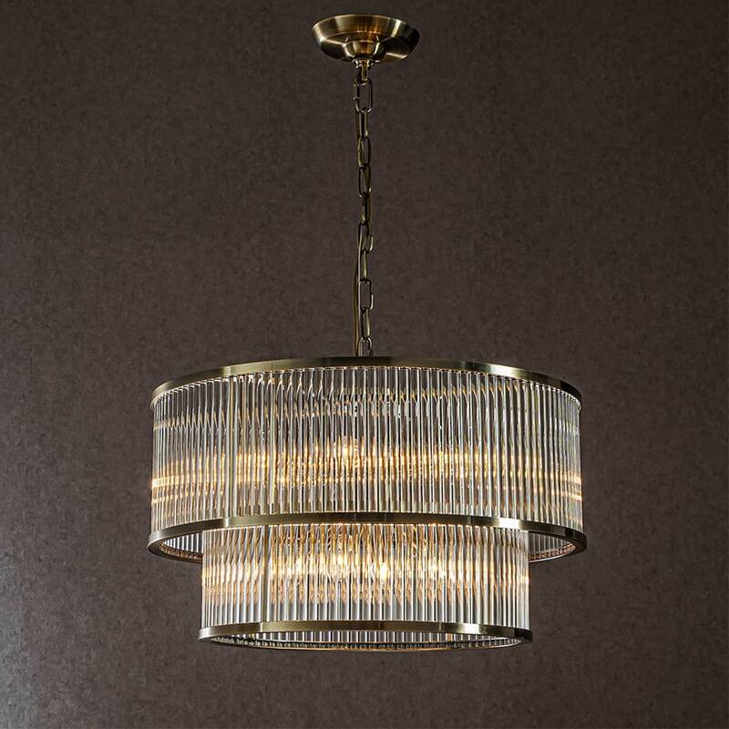 CraftHome Modern Glam Antique Bronze/Matte Black Glass Drum Flush Mount Contemporary Ceiling Light For Living Room Dining Room - W21'' - Antiqued Bronze