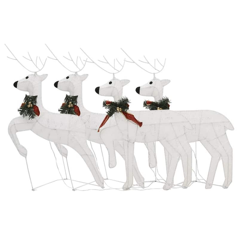 Garden 4pc Outdoor Christmas Decoration, 80 Cool White LEDs - Cool White