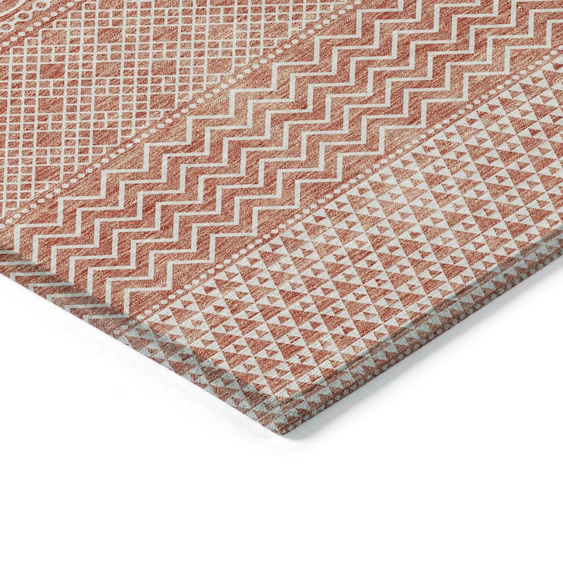 Machine Washable Indoor/ Outdoor Modern Stripes Chantille Rug