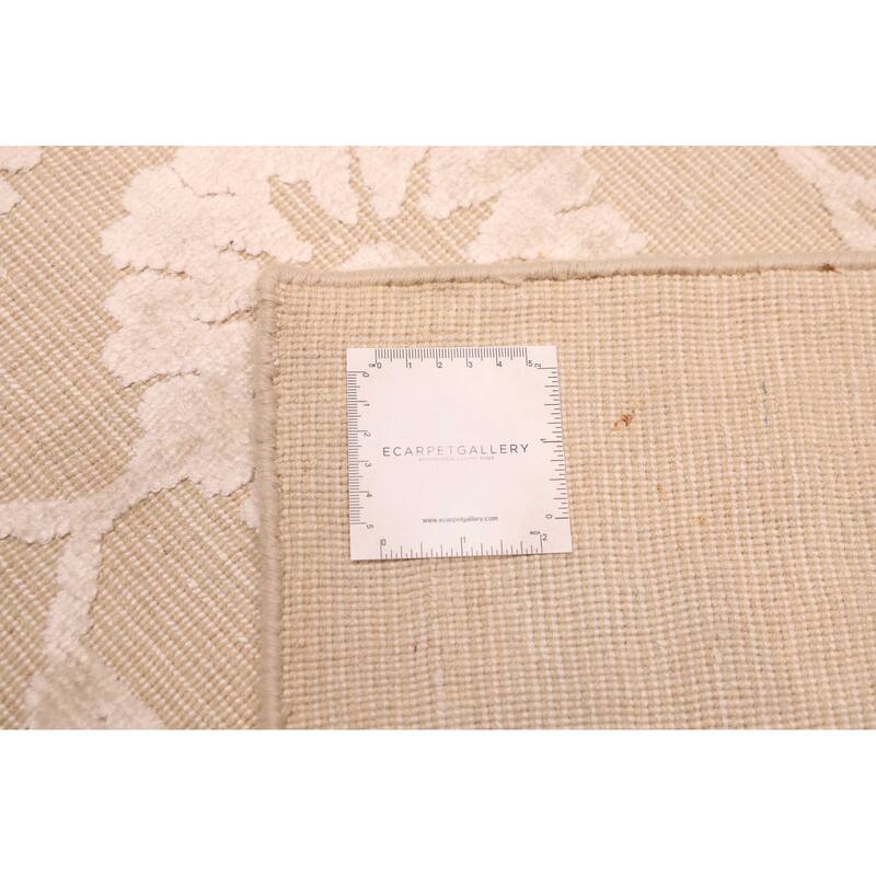 ECARPETGALLERY Hand Loomed Elysian Beige, Ivory Viscose, Wool Rug - 6'8 x 8'1