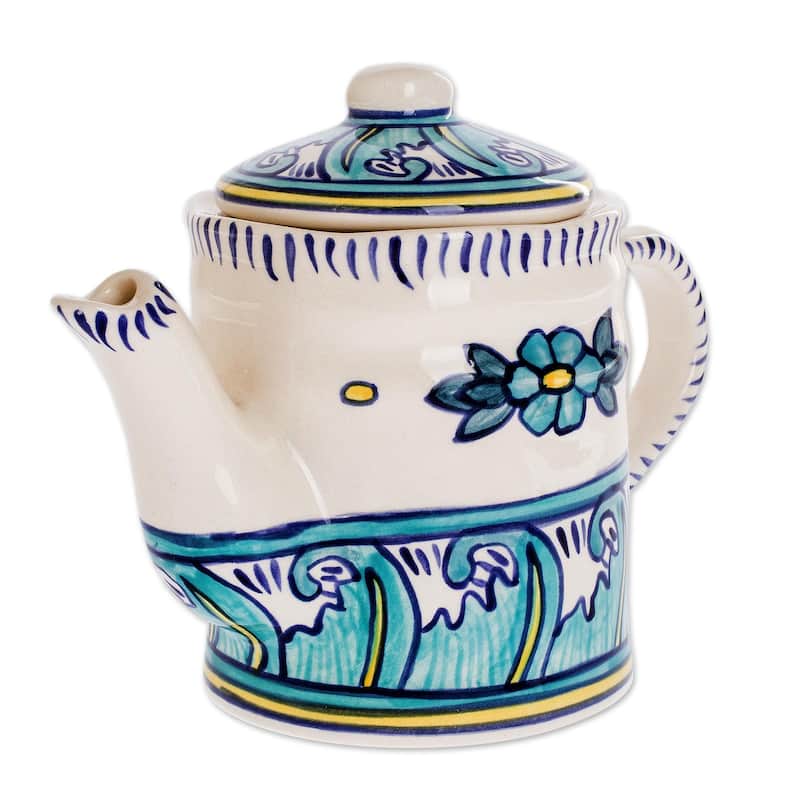 Novica Handmade Bermuda Ceramic Coffee Pot
