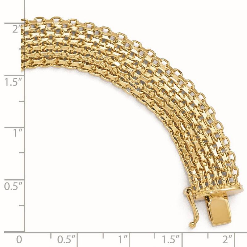 Curata 12.3mm 14k Yellow Gold Fold over Polished Bracelet 8 Inch