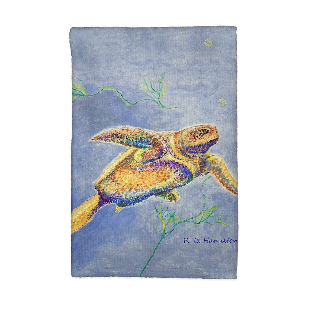 Pointillist Sea Turtle Kitchen Towel - 16x25