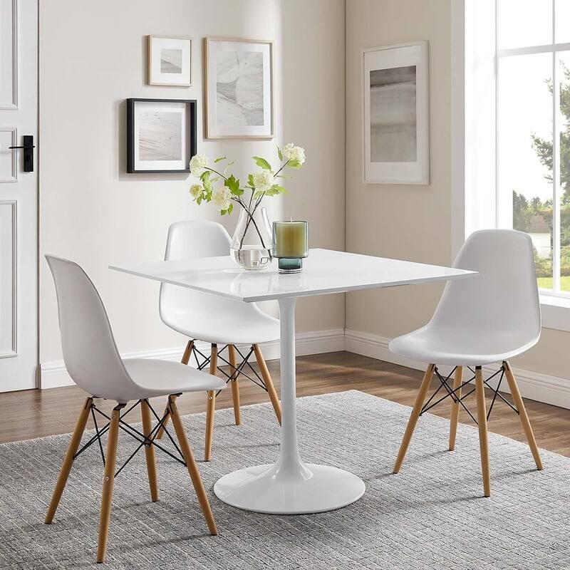 31.5" Modern Kitchen Dining Table for 2-4 Persons, Square Dinner Table, Leisure Table with Metal Pedestal Base