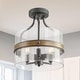 preview thumbnail 3 of 18, Modern 3-Light Drum Semi-Flush Mount Glass Ceiling Light Bronze