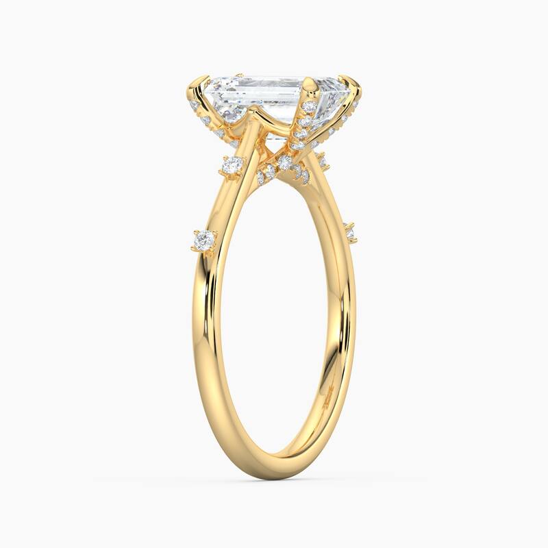 Auriya 14k Gold Petite Diamond Station Emerald Lab Grown Engagement Ring 1.00 to 5.00 ct. tw. (F-G, VS)