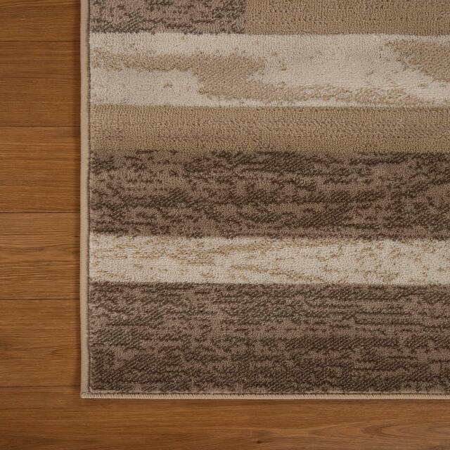 Miranda Haus Geometric Modern Patchwork Polypropylene Indoor Area Rug