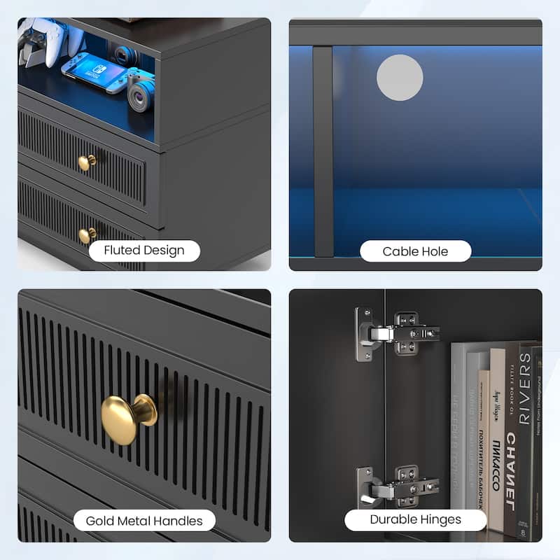 Pocassy 86.6in LED TV Stand for 85/90/95/100 inch TV