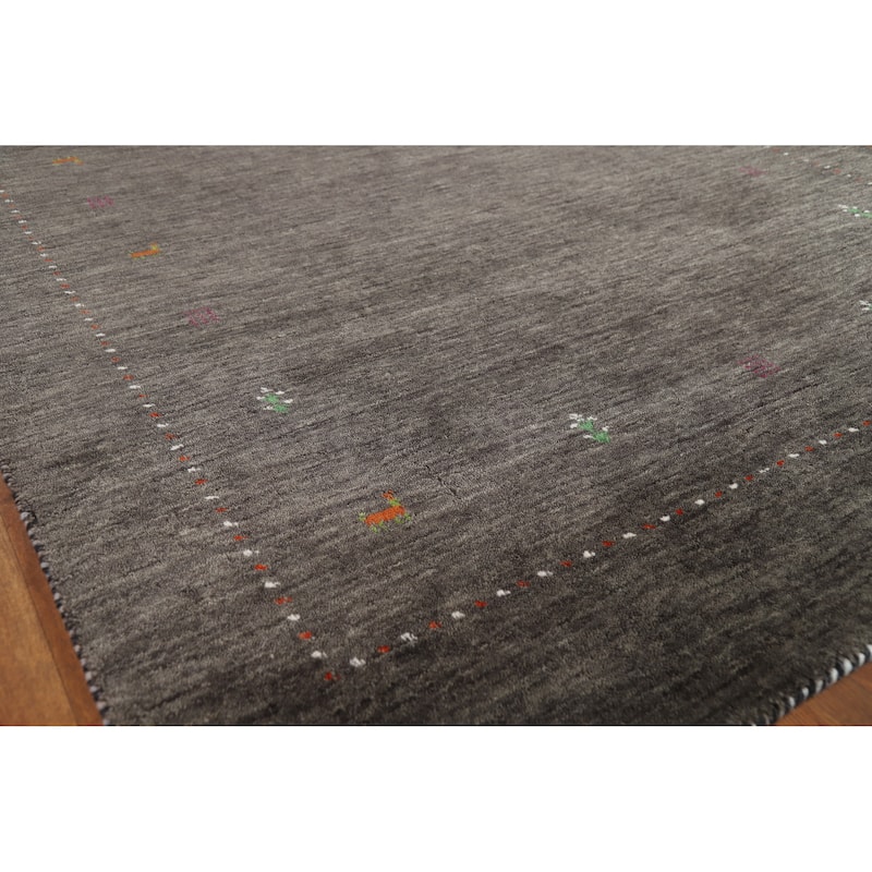 Hand Knotted Oriental 100% Wool Carpet Tribal Tribal Greys & Charcoal Gabbeh Area Rug - 7' 8'' X 5' 0''