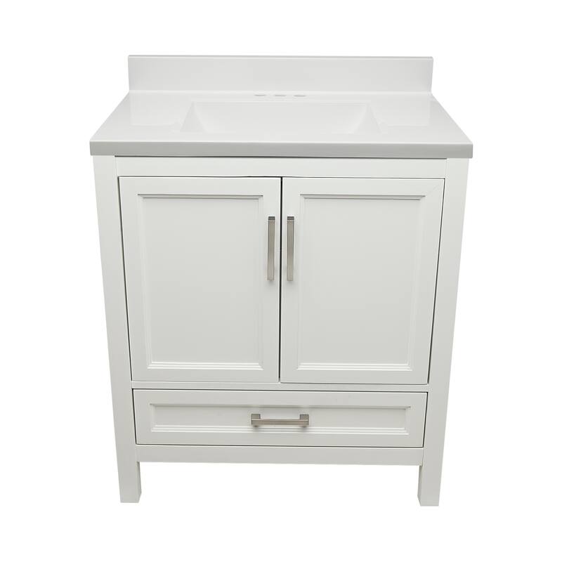 Nevado 37" Bathroom Vanity with Cultured Marble Vanity Top Sink in White with White Basin