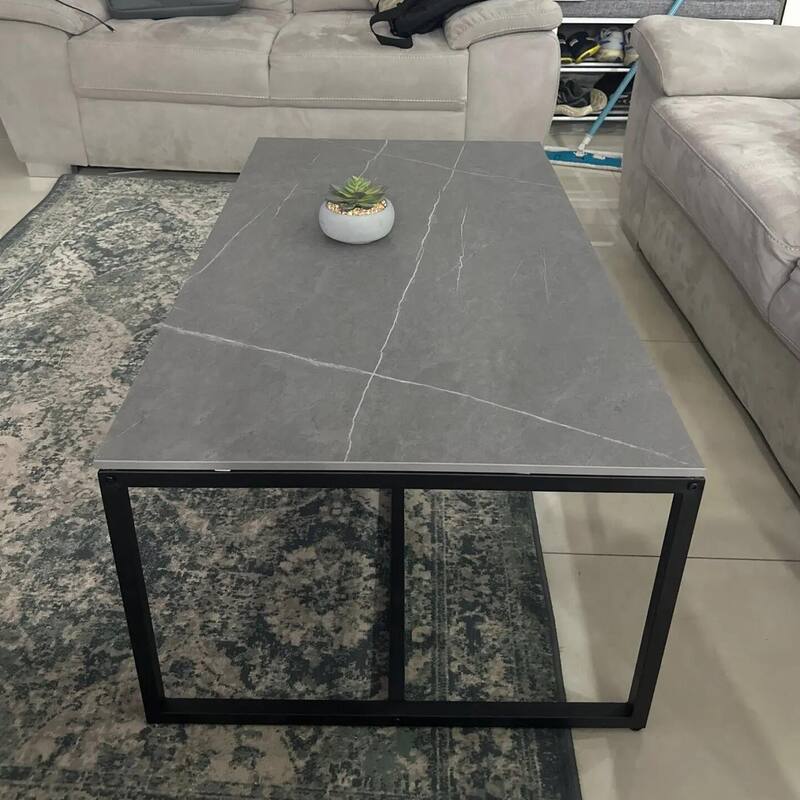 Sintered Stone Top Rectangle Coffee Table - 23.6" D x 39.4" W x 16.5" H