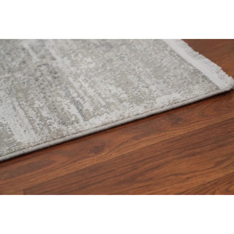 Machine Made Oriental Polyester Carpet Abstract Multi-Colored Distressed Area Rug - 7' 5'' X 5' 2''
