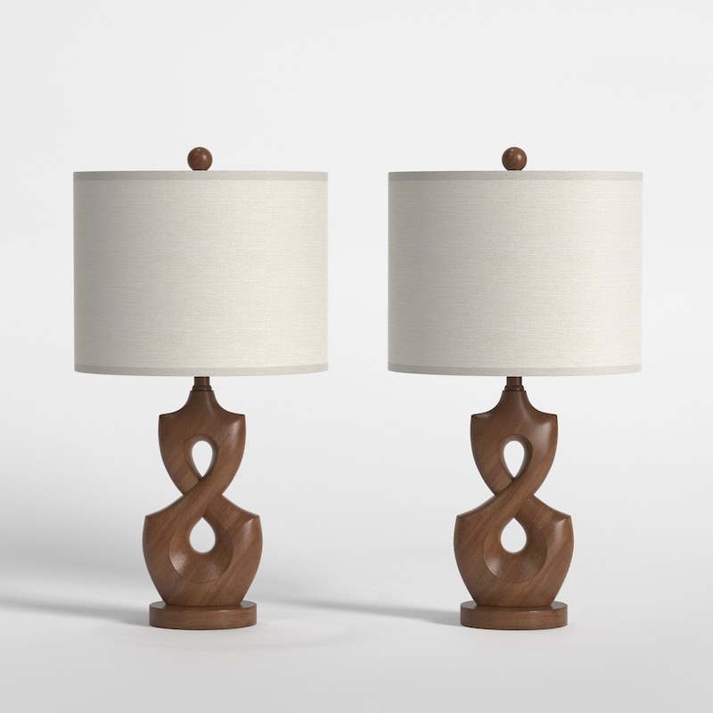 Maxax 24.5" Resin USB Bedside Table Lamp(set of 2)