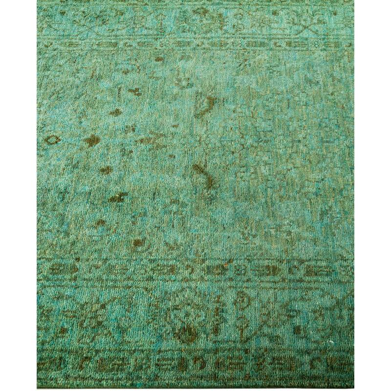 Overdyed One-of-a-Kind Hand-Knotted Area Rug - Green - 3' 1" x 15' 10"