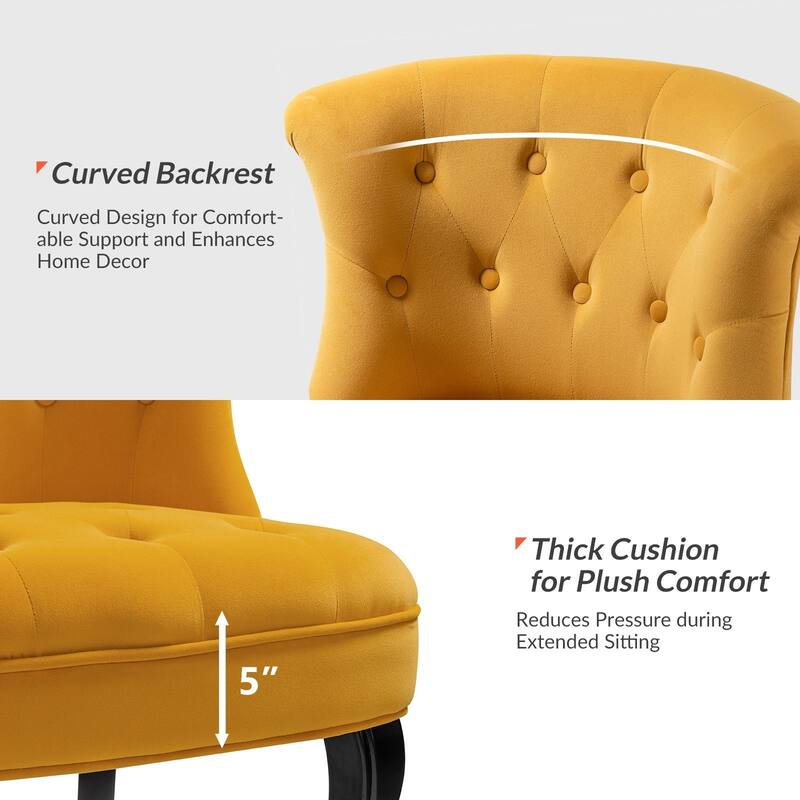 Paolino 25.1" Wide Traditional Velvet Button-tufted Back Stools with Wood Legs by HULALA HOME