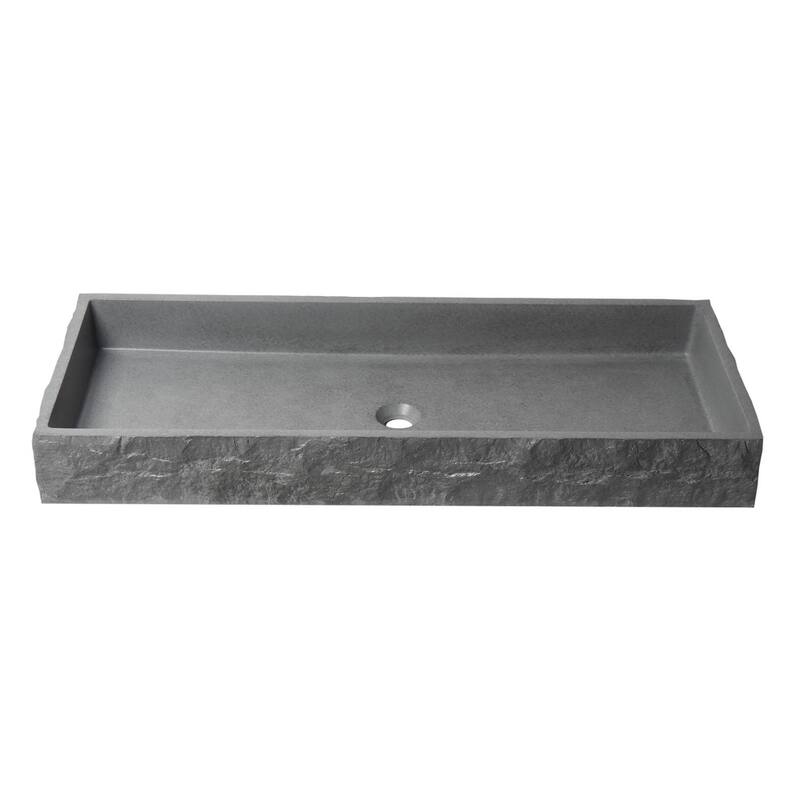 ALFI brand ABCO39TR 39" Solid Concrete Gray Matte Trough Sink for the Bathroom