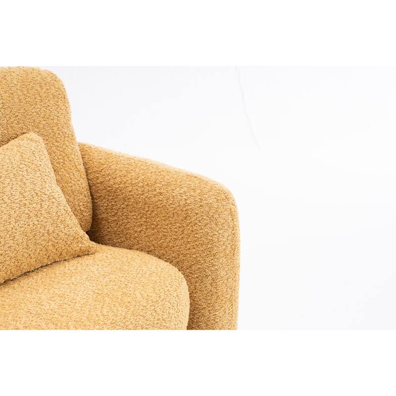 Chenille Round Corner Accent Chairs with Ergonomic Support and Tool-Free Assembly