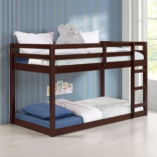Unique Design Twin Loft Bed with Ladder, Guardrail and Spacious Under Bed Space, Espresso