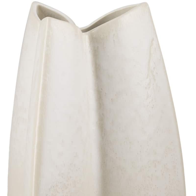 14" Cream And Beige Color Block Ceramic Table Vase - 7.28