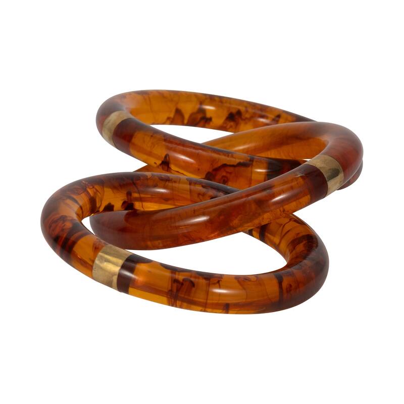 Sagebrook Home Resin 13" Round Tortoise Chain W Brass - 13" x 6" x 2"