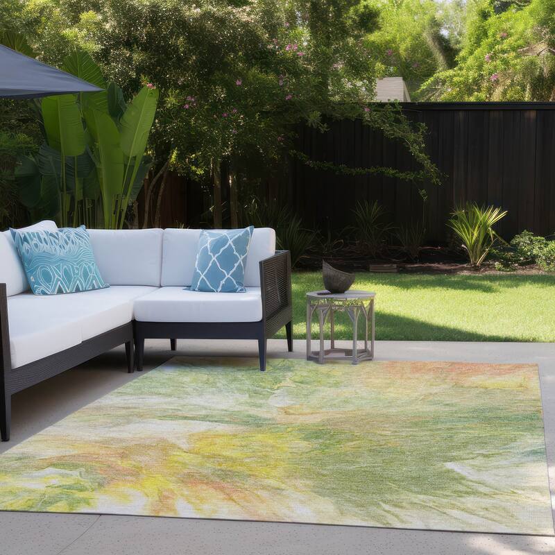 Machine Washable Indoor/ Outdoor Chantille Contemporary Splash Rug