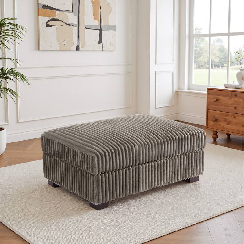41" W Plush Corduroy Upholstered Rectangular Ottoman